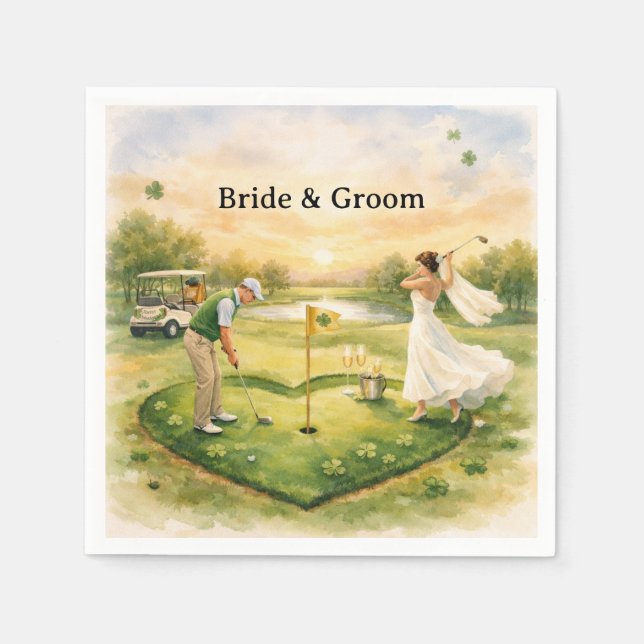 Golf Wedding Lucky in Love St. Patrick's Day theme Napkins (Front)