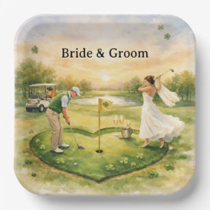 Golf Wedding Lucky in Love St. Patrick's Day theme Paper Plates