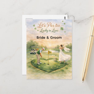 Golf Wedding Lucky in Love St. Patrick's Day theme Postcard