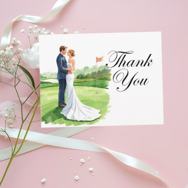 Golf Wedding Party with bride Thank you Postcard (Creator Uploaded)