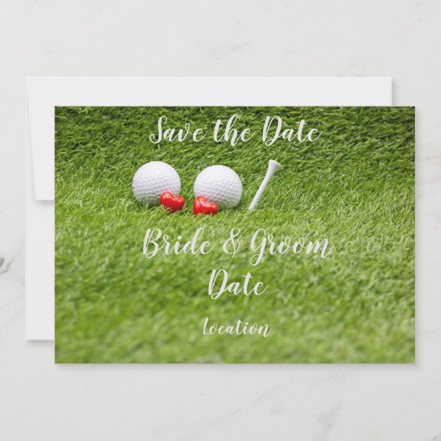 Golf Wedding Party with golf ball and heart love  Invitation (Front)