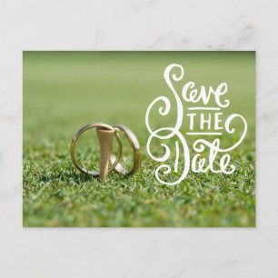 Golf Wedding Party with golf ball and heart love  Postcard