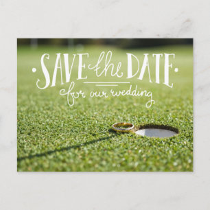 Golf Wedding Party with golf ball and heart love  Postcard