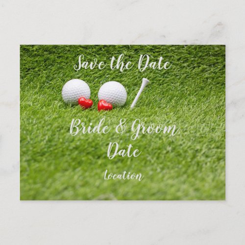Golf Wedding Party with golf ball and heart love  Postcard