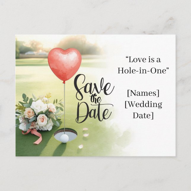 Golf Wedding Save the Date Elegant Golf Course  Postcard (Front)