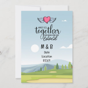 Golf wedding save the date invitation on course