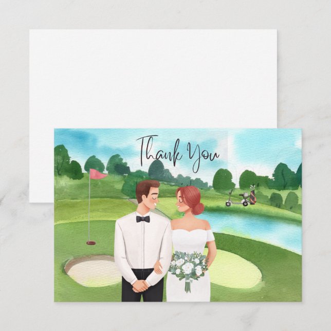 Golf Wedding Thank you card for Golfer  (Front/Back)
