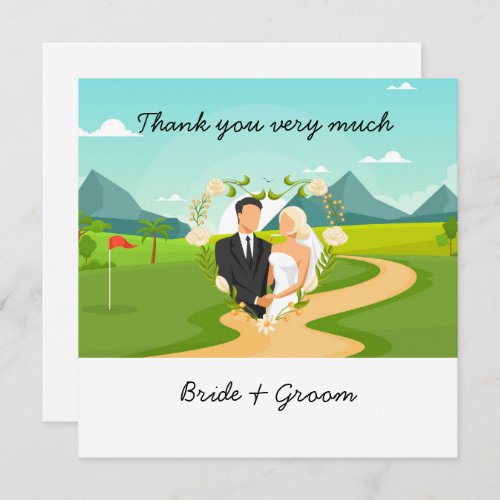 Golf Wedding Thank you card for golfer watercolor