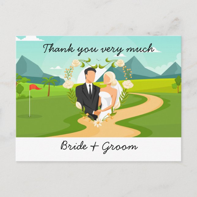 Golf Wedding Thank you card for golfer watercolor (Front)