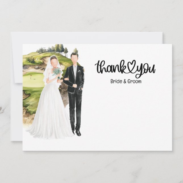 Golf Wedding Thank you card for Golfer watercolor (Front)