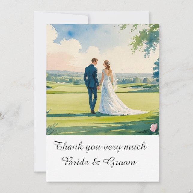 Golf Wedding Thank you card for Golfer watercolor (Front)