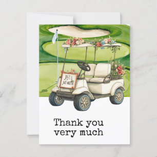 Golf Wedding thank. you card with golf cart