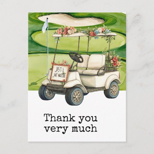 Golf Wedding thank. you card with golf cart