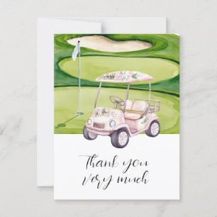 Golf Wedding thank. you card with golf cart