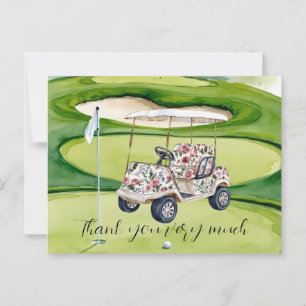 Golf Wedding thank. you card with golf cart