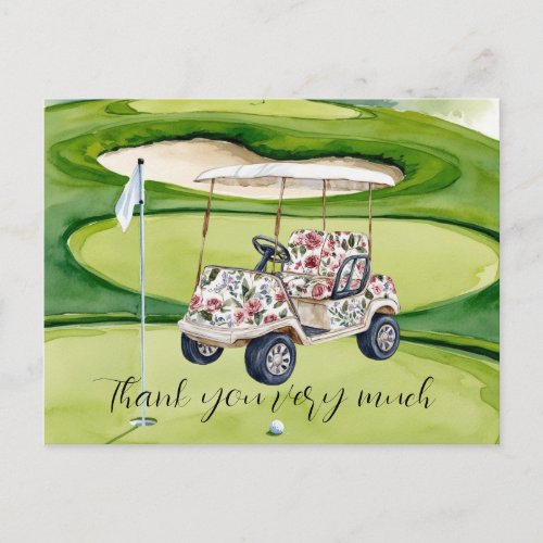 Golf Wedding thank. you card with golf cart