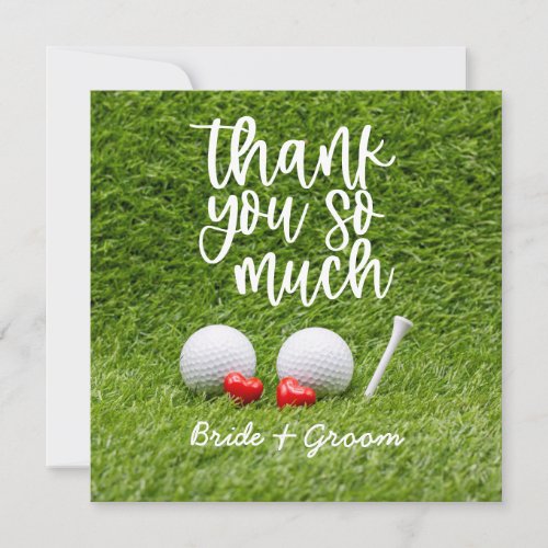 Golf Wedding Thank you card with love on grass