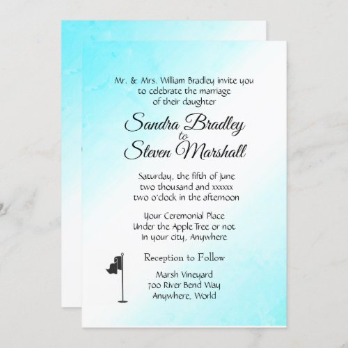 Golf Wedding Theme Aqua Invitations