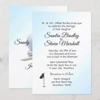 Golf Wedding Theme Blue Invitations