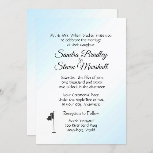 Golf Wedding Theme Blue Invitations