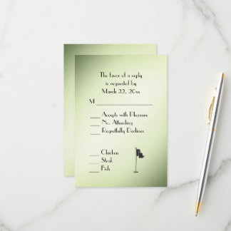 Golf Wedding Theme Green RSVP with Menu Selection