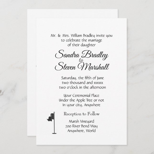 Golf Wedding Theme  Invitation (Front/Back)
