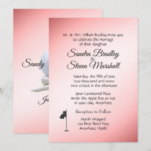 Golf Wedding Theme Pink Invitations
