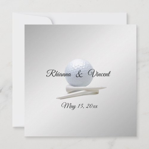 Golf Wedding Theme Silver Invitations