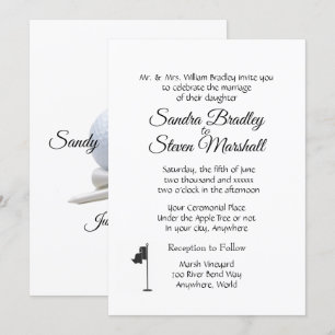 Golf Wedding Theme White Invitations