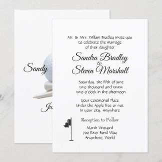 Golf Wedding Theme White Invitations
