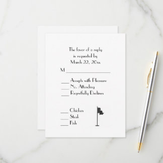 Golf Wedding Theme White Menu RSVP