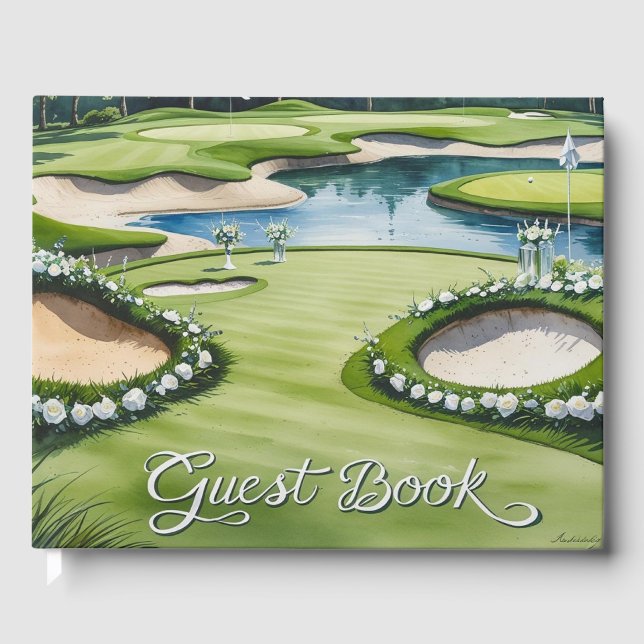 Golf Wedding themed for golfer  Guest Book (Front)