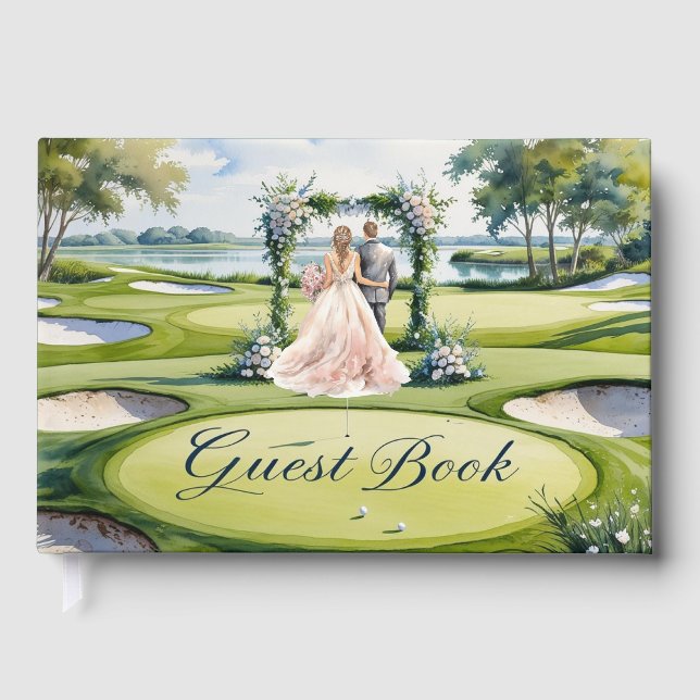 Golf Wedding themed for Golfer on Golf Course Foil Guest Book (Front)