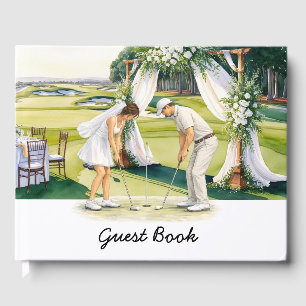 Golf Wedding themed for Golfer on putting green Guest Book