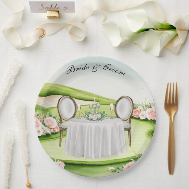 Golf Wedding themed on golf course Paper Plates (Wedding)
