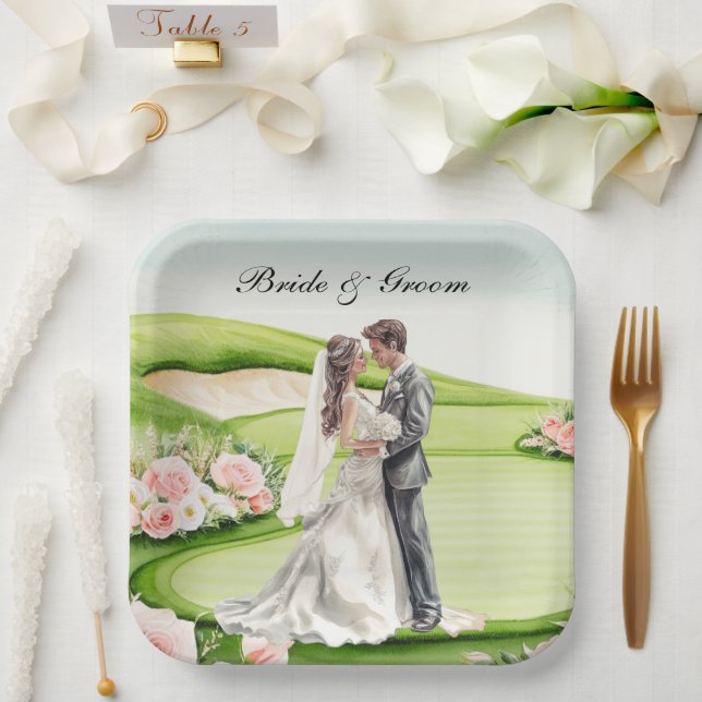 Golf Wedding themed on golf course Paper Plates (Wedding)
