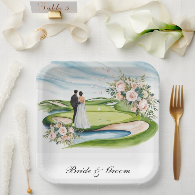 Golf Wedding themed on golf course Paper Plates (Wedding)