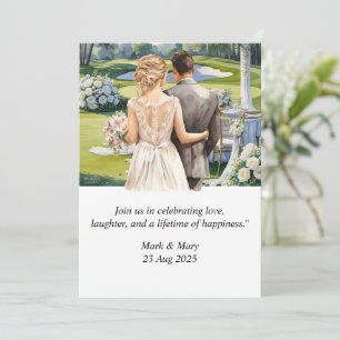 Golf Wedding themed watercolor Invitation