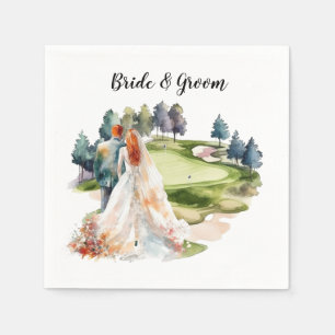 Golf Wedding with bride and groom at golf course Napkins