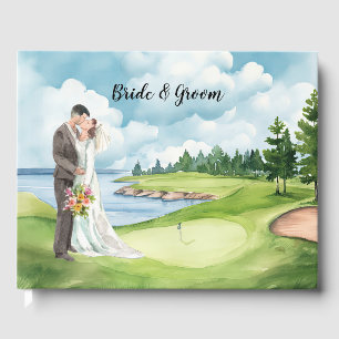 Golf Wedding with bride and groom  Guest Book