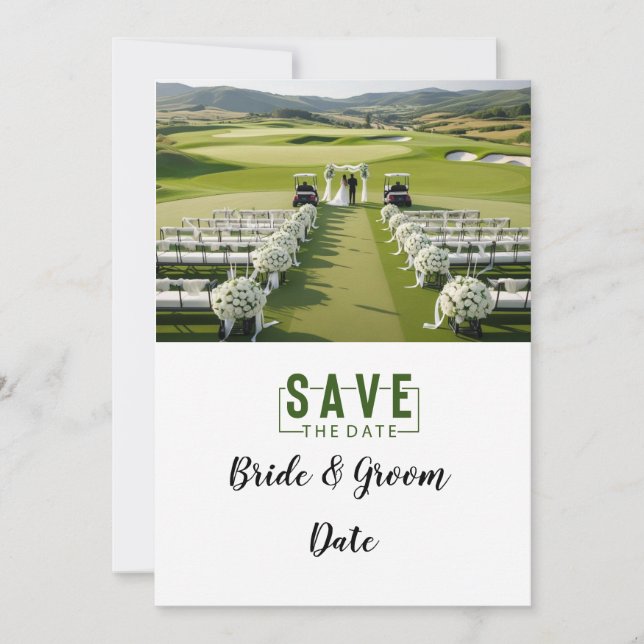 Golf Wedding with bride and groom  Invitation (Front)