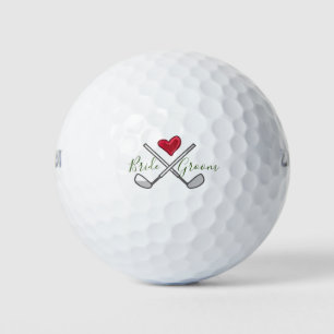 Golf  Wedding with script name bride and groom  Balls