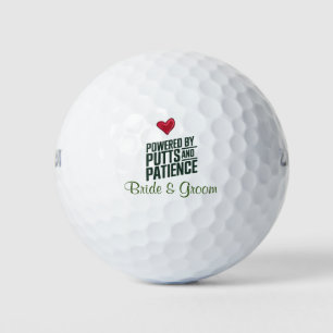 Golf  Wedding with script name bride and groom  Golf Balls