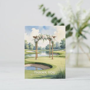 Golf Wedding with Text on golf course Thank You Card