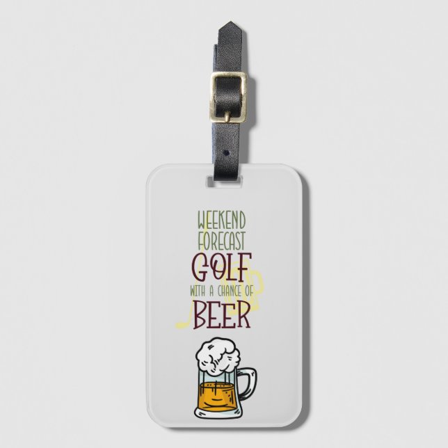Golf weekend with ball and beer  luggage tag (Front Vertical)