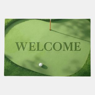 Golf Welcome on green grass Doormat