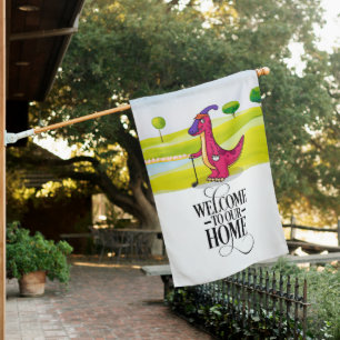 Golf Welcome to golfer house dinosaur Flag