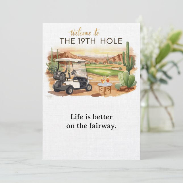 Golf Welcome to golfer house  FOR Arizona cocktail Invitation (Standing Front)