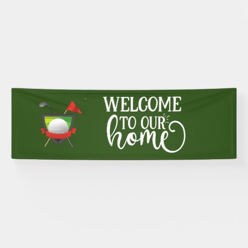 Golf welcome with golf ball and tee banner