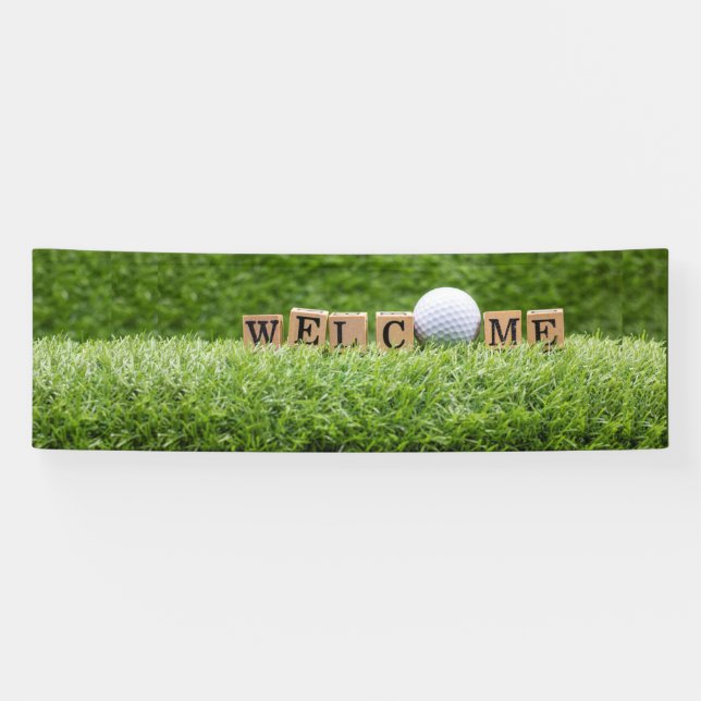 Golf  WELCOME with golf ball and word on green Banner (Horizontal)